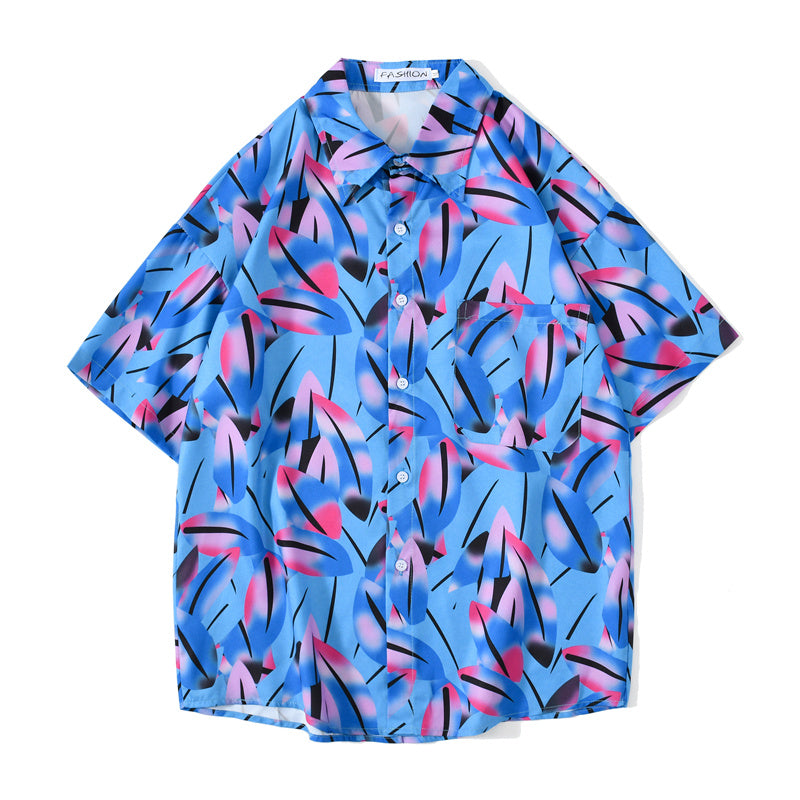 Retro Abstract Oil Painting Full Print Short Sleeve Shirt