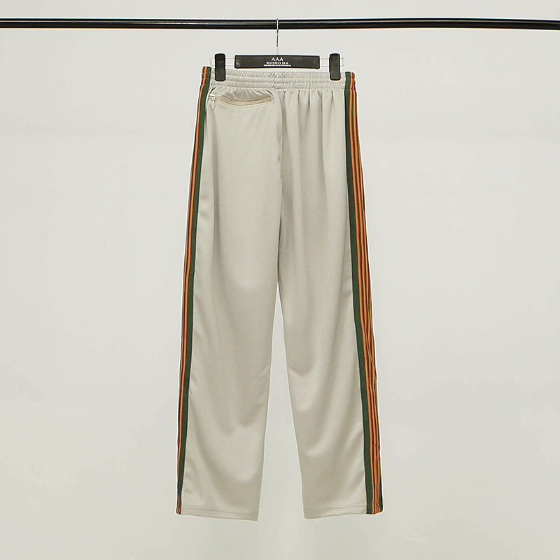 The Same Butterfly Embroidery Side Striped Webbing Casual Pants Loose Wide-Leg Pants