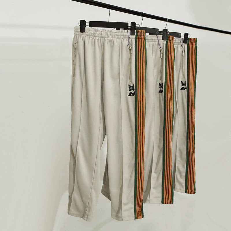 The Same Butterfly Embroidery Side Striped Webbing Casual Pants Loose Wide-Leg Pants