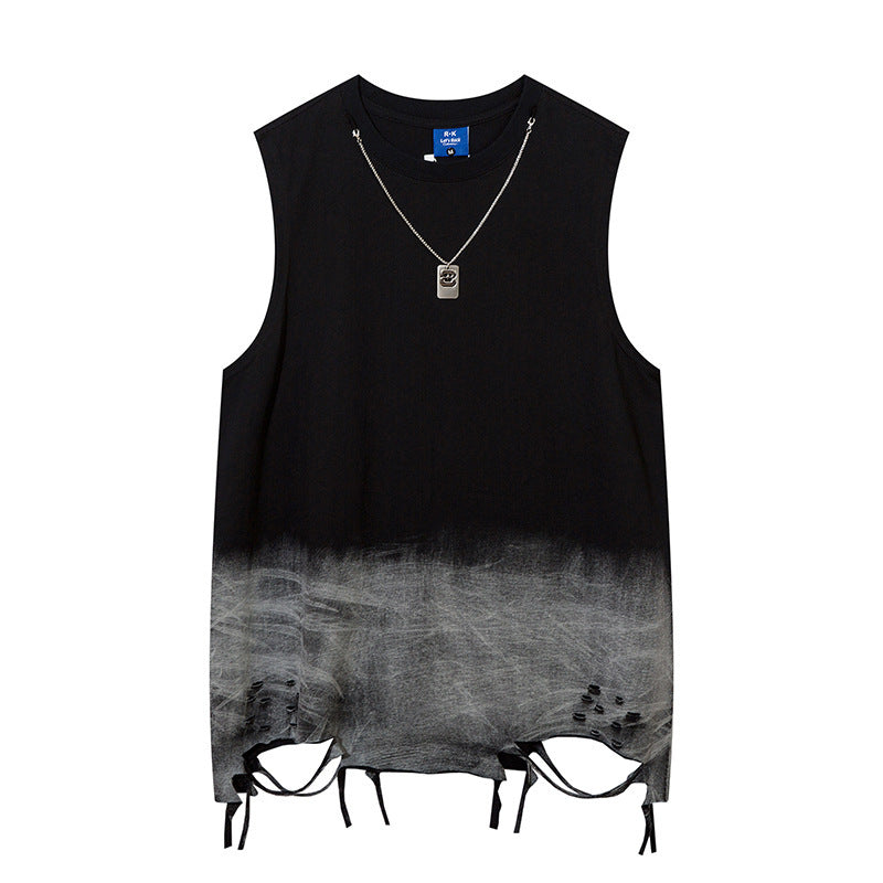 Gradient Ripped Necklace Vest For Men