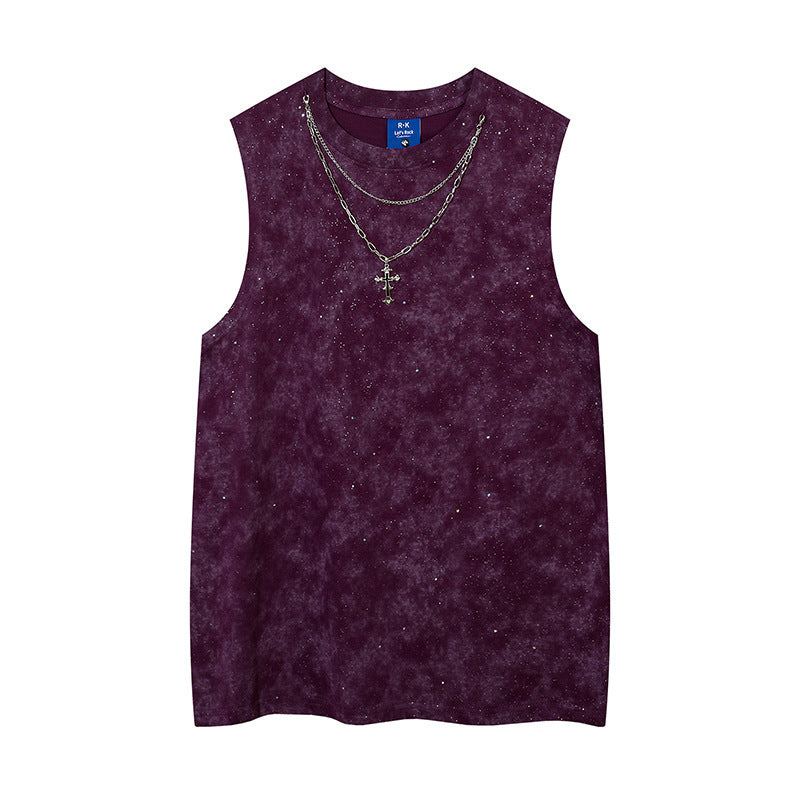 Fashion Starry Necklace Bar Casual Vest Men