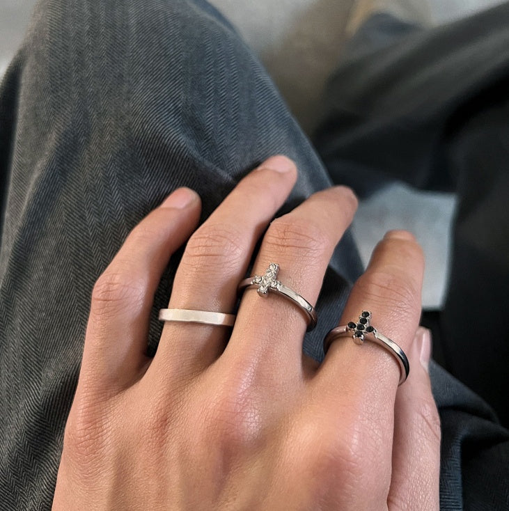 Cross Ring With Diamond And Zirconia For Men