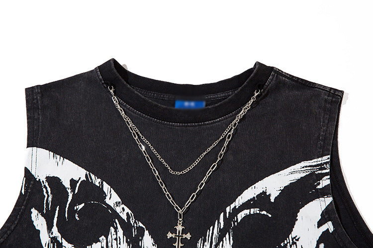 Butterfly Ripped Distressed Necklace Vest For Men
