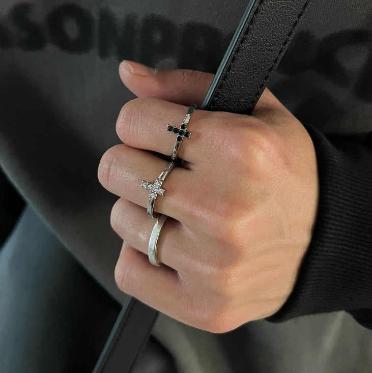 Cross Ring With Diamond And Zirconia For Men