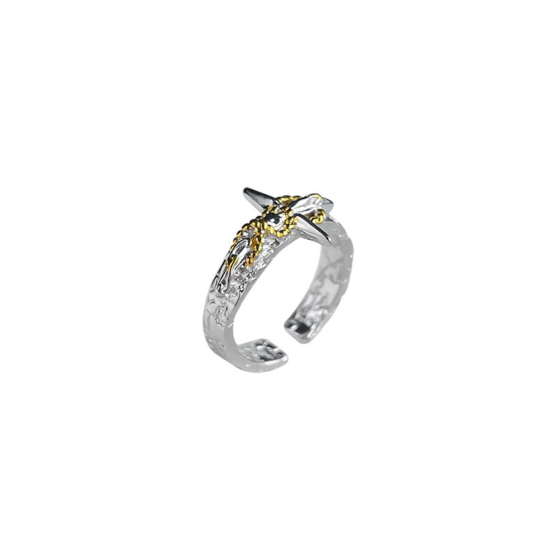Original Gold Foil Series Cross Ring For Men