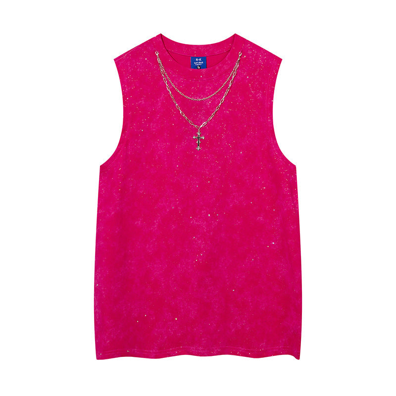 Fashion Starry Necklace Bar Casual Vest Men
