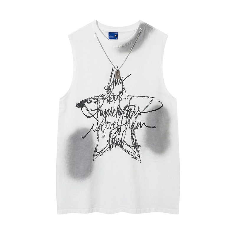 Five-pointed Star Graffiti Necklace Vest For Men