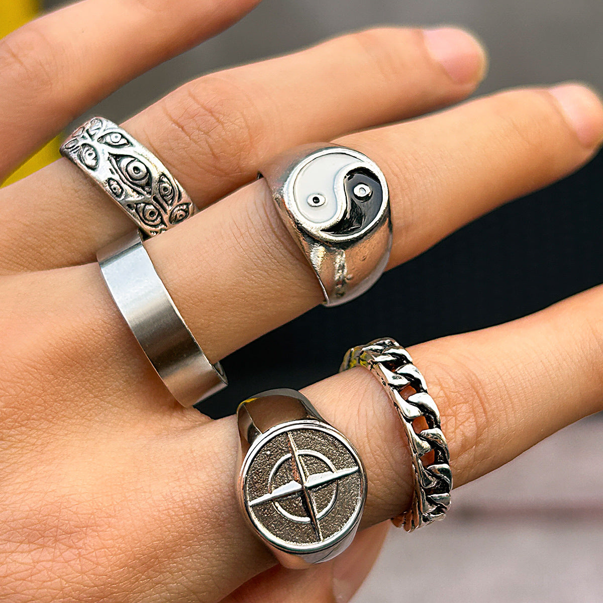 Retro Trendy Alloy Niche Hip Hop High-grade Ring For Men