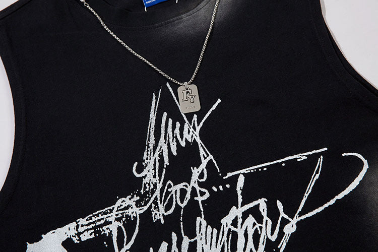 Five-pointed Star Graffiti Necklace Vest For Men