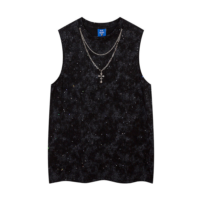 Fashion Starry Necklace Bar Casual Vest Men
