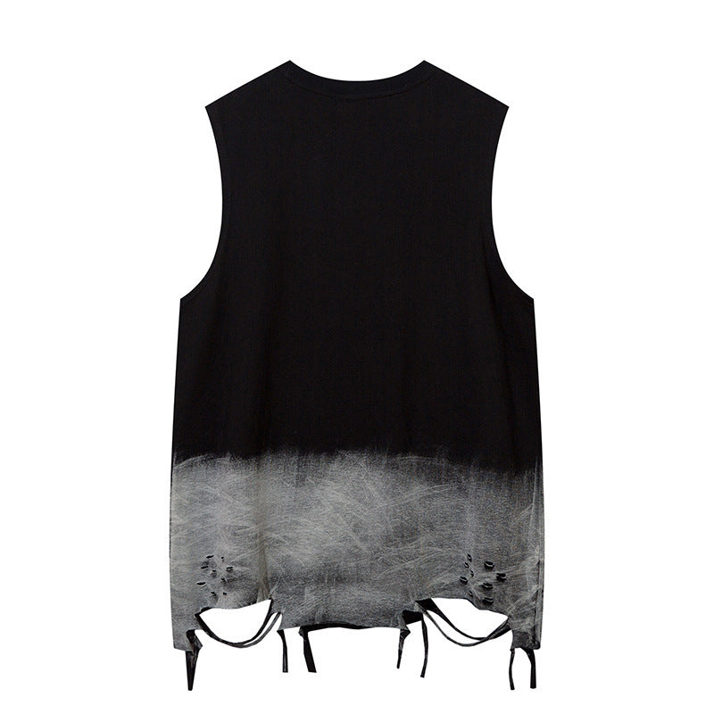 Gradient Ripped Necklace Vest For Men