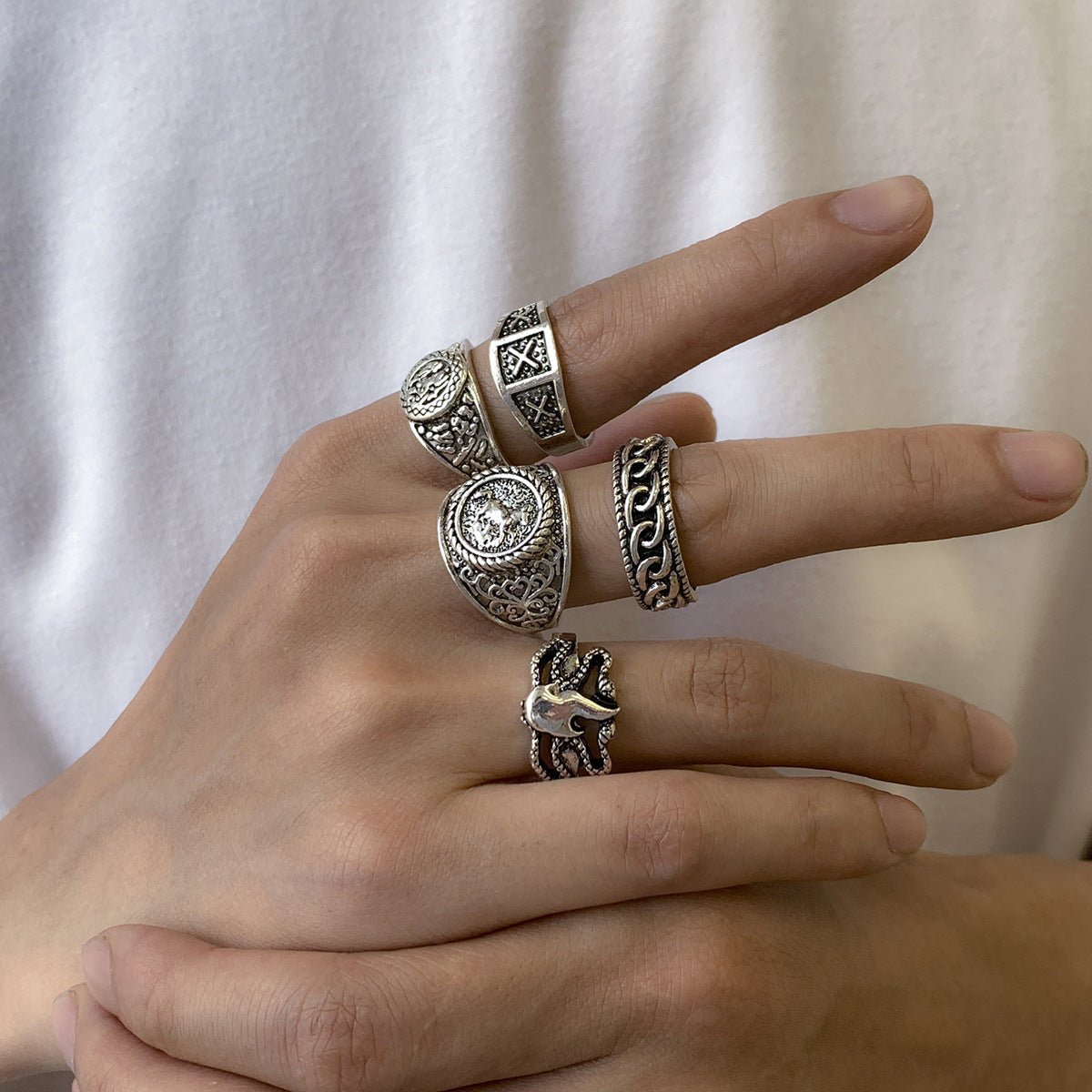 Retro Trendy Alloy Niche Hip Hop High-grade Ring For Men