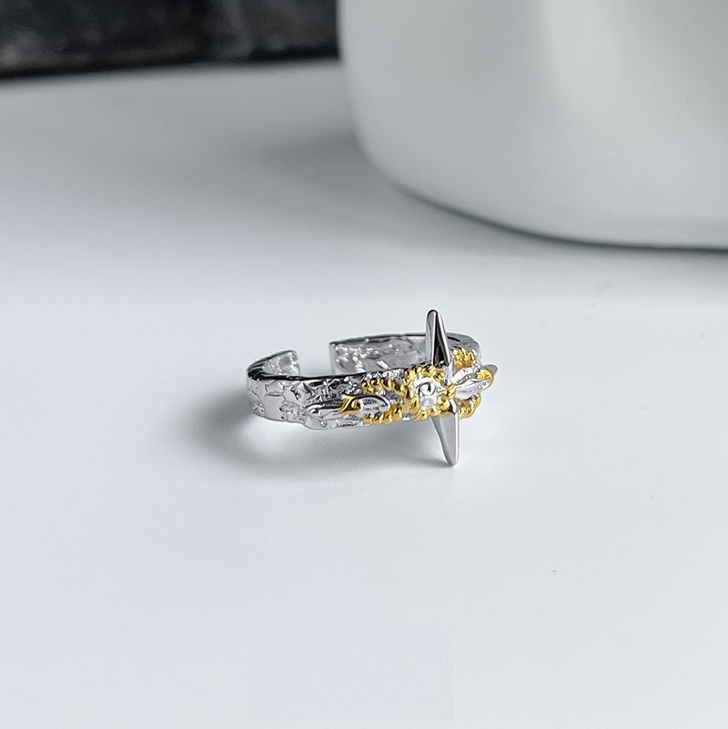 Original Gold Foil Series Cross Ring For Men