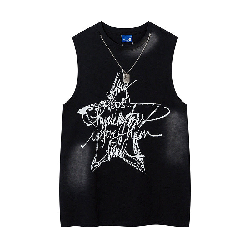 Five-pointed Star Graffiti Necklace Vest For Men
