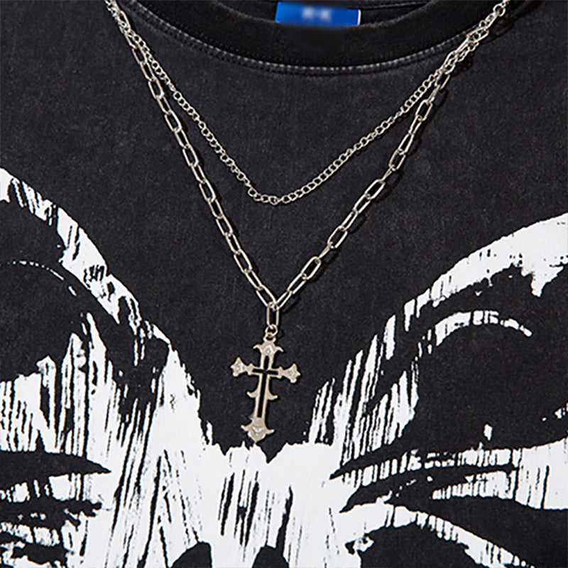 Butterfly Ripped Distressed Necklace Vest For Men