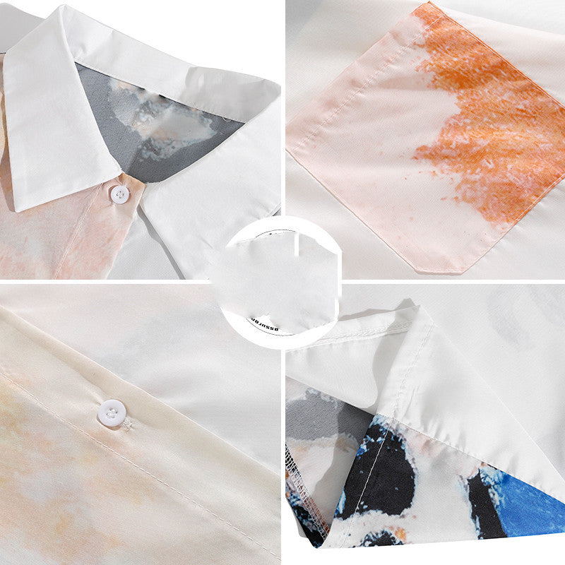 Casual Irregular Oil Painting Printed Shirt Man