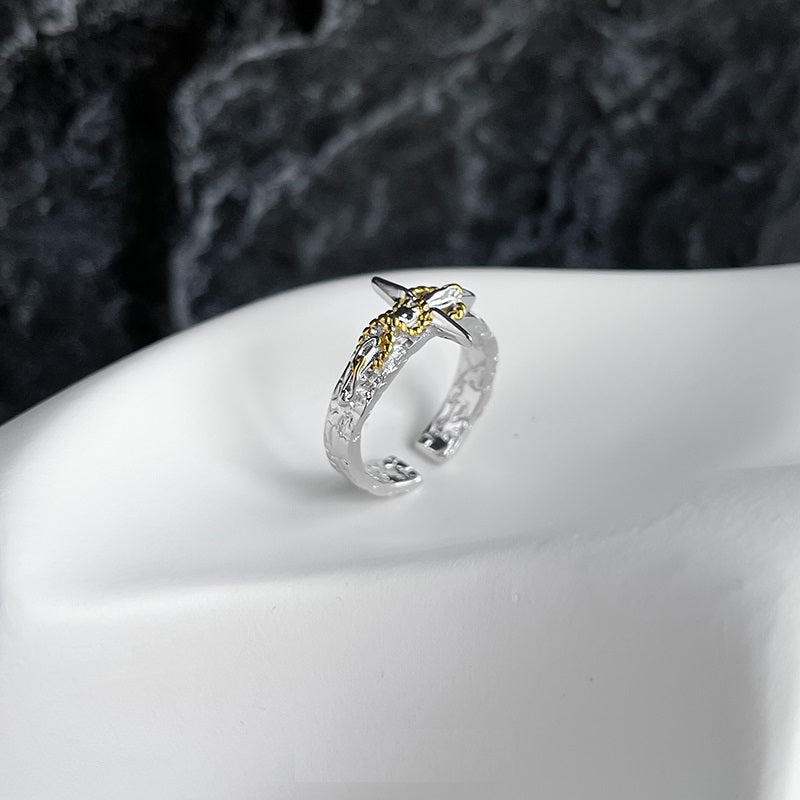 Original Gold Foil Series Cross Ring For Men