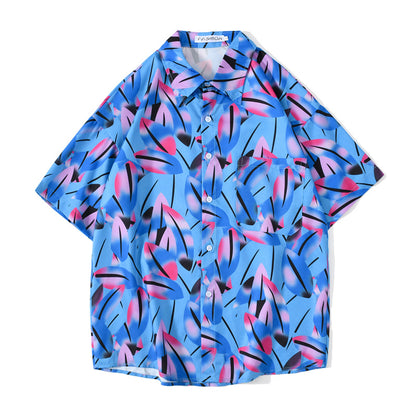 Retro Abstract Oil Painting Full Print Short Sleeve Shirt