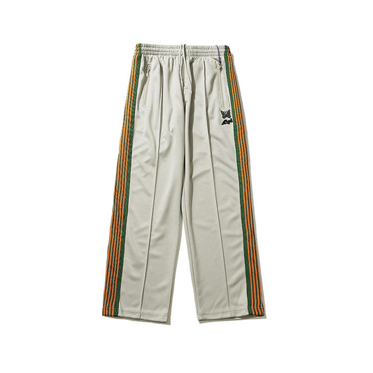 The Same Butterfly Embroidery Side Striped Webbing Casual Pants Loose Wide-Leg Pants
