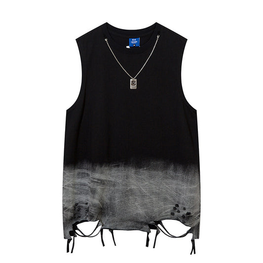 Gradient Ripped Necklace Vest For Men