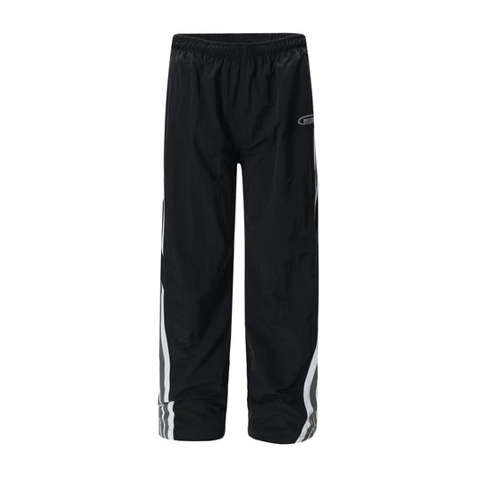 Sports And Leisure Men's European And American High Street Side Patchwork Stripes Three Bars Loose Straight-leg Wide-leg Pants