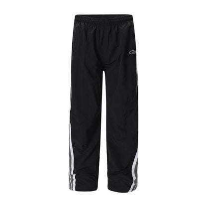 Sports And Leisure Men's European And American High Street Side Patchwork Stripes Three Bars Loose Straight-leg Wide-leg Pants