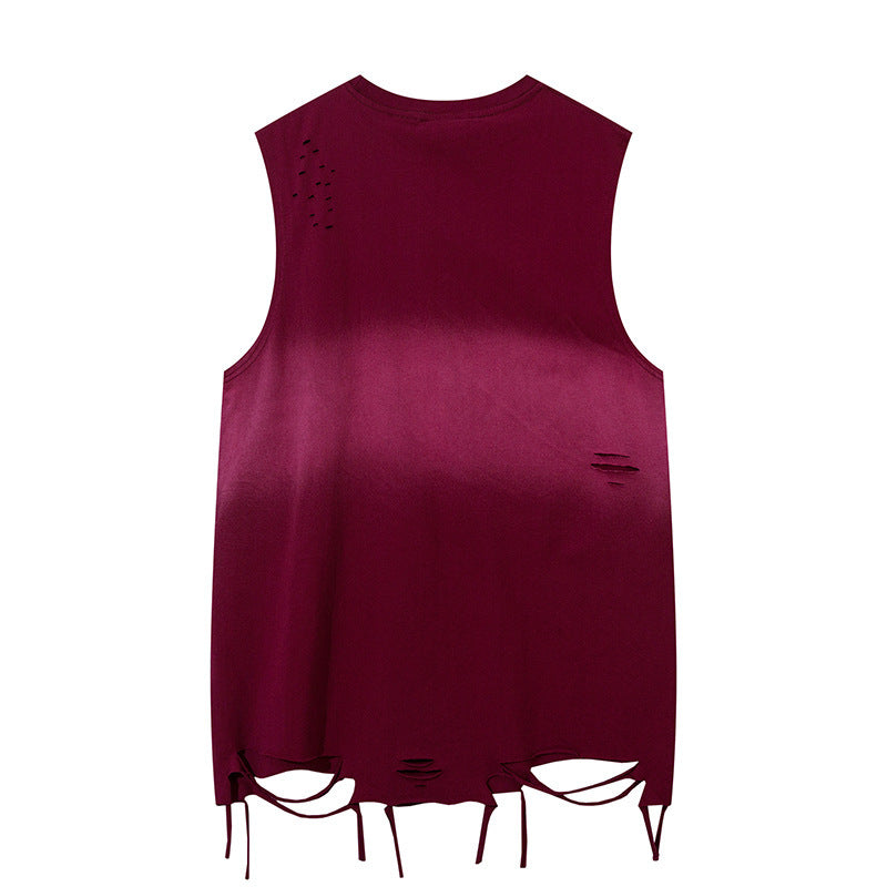 Ripped Necklace Strip Decoration Casual Vest Men