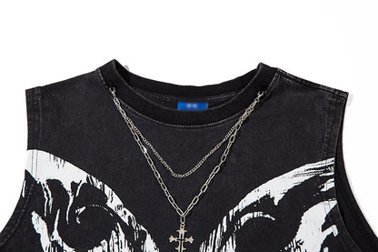 Butterfly Ripped Distressed Necklace Vest For Men