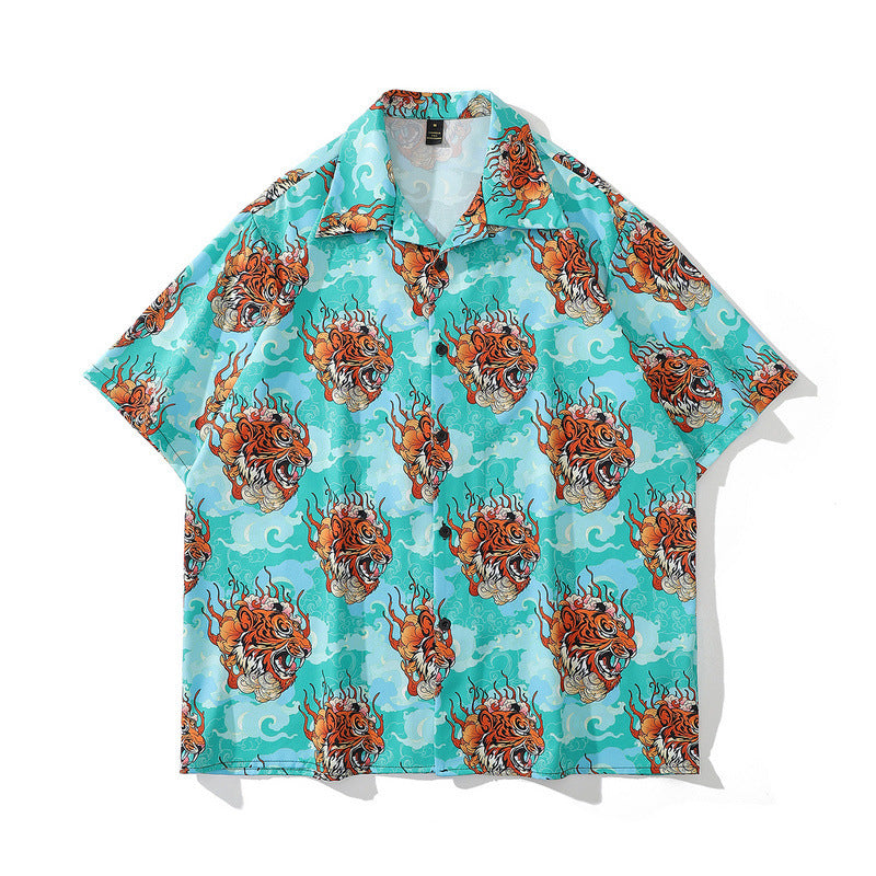 American Street Hip-Hop Animal Full Print Kurzarmhemd Mann