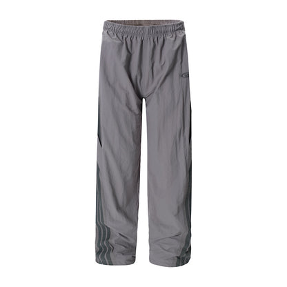 Sports And Leisure Men's European And American High Street Side Patchwork Stripes Three Bars Loose Straight-leg Wide-leg Pants