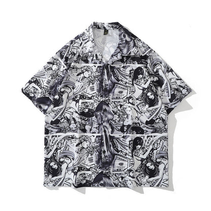 American Street Hip-Hop Animal Full Print Kurzarmhemd Mann