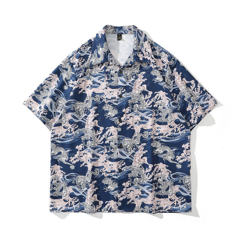 American Street Hip-Hop Animal Full Print Kurzarmhemd Mann