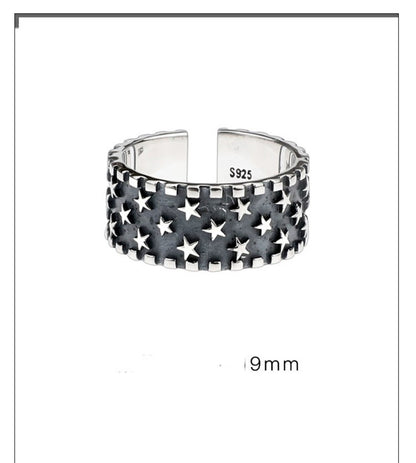 Pure Silver Multi Five Pointed Star Ring For Men And Women