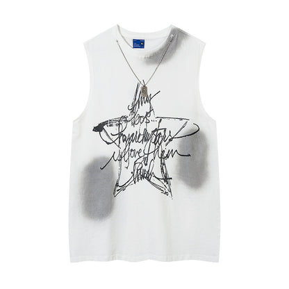 Five-pointed Star Graffiti Necklace Vest For Men