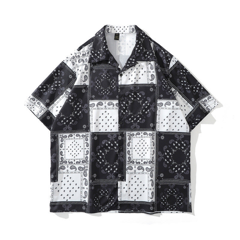 American Street Hip-Hop Animal Full Print Kurzarmhemd Mann