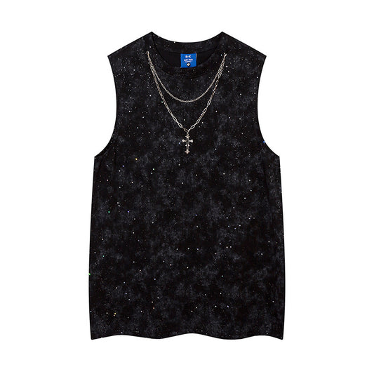 Fashion Starry Necklace Bar Casual Vest Men