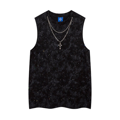 Fashion Starry Necklace Bar Casual Vest Men