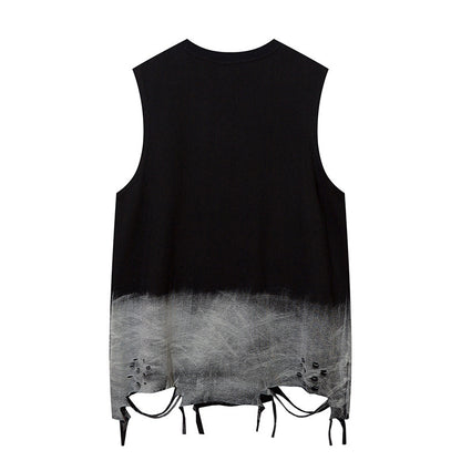 Gradient Ripped Necklace Vest For Men