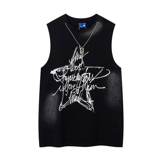 Five-pointed Star Graffiti Necklace Vest For Men
