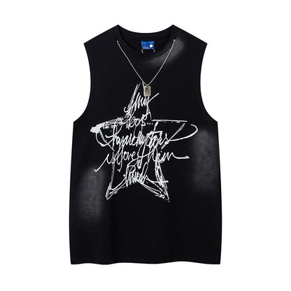 Five-pointed Star Graffiti Necklace Vest For Men