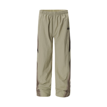 Sports And Leisure Men's European And American High Street Side Patchwork Stripes Three Bars Loose Straight-leg Wide-leg Pants