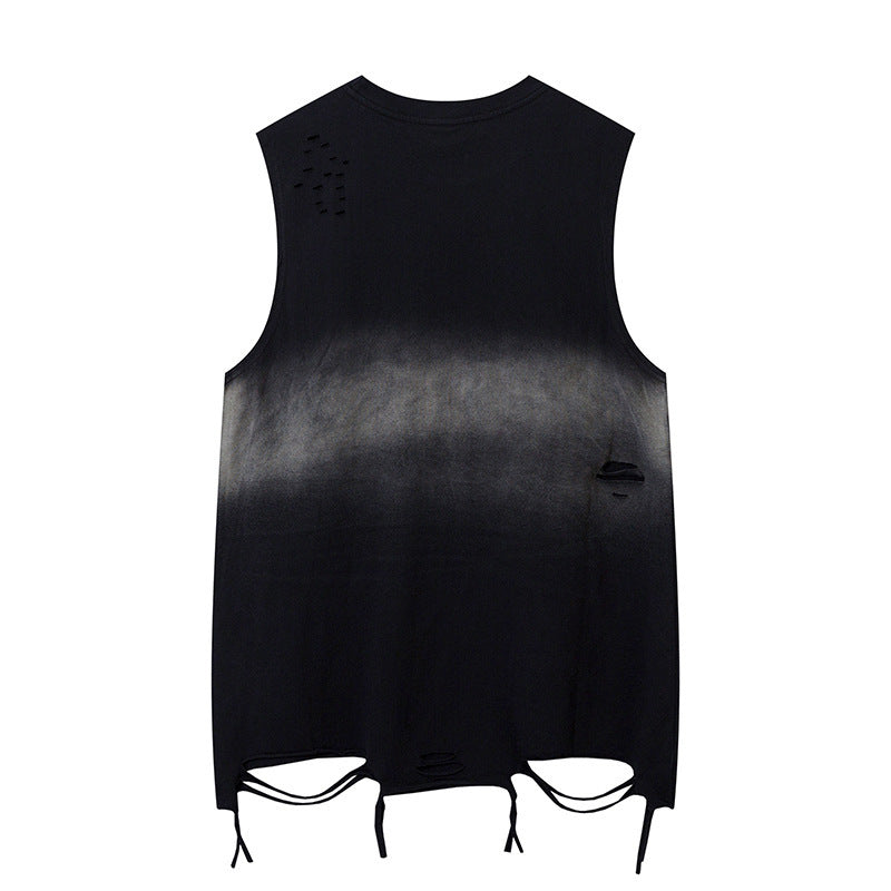 Ripped Necklace Strip Decoration Casual Vest Men