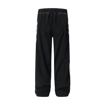Sports And Leisure Men's European And American High Street Side Patchwork Stripes Three Bars Loose Straight-leg Wide-leg Pants
