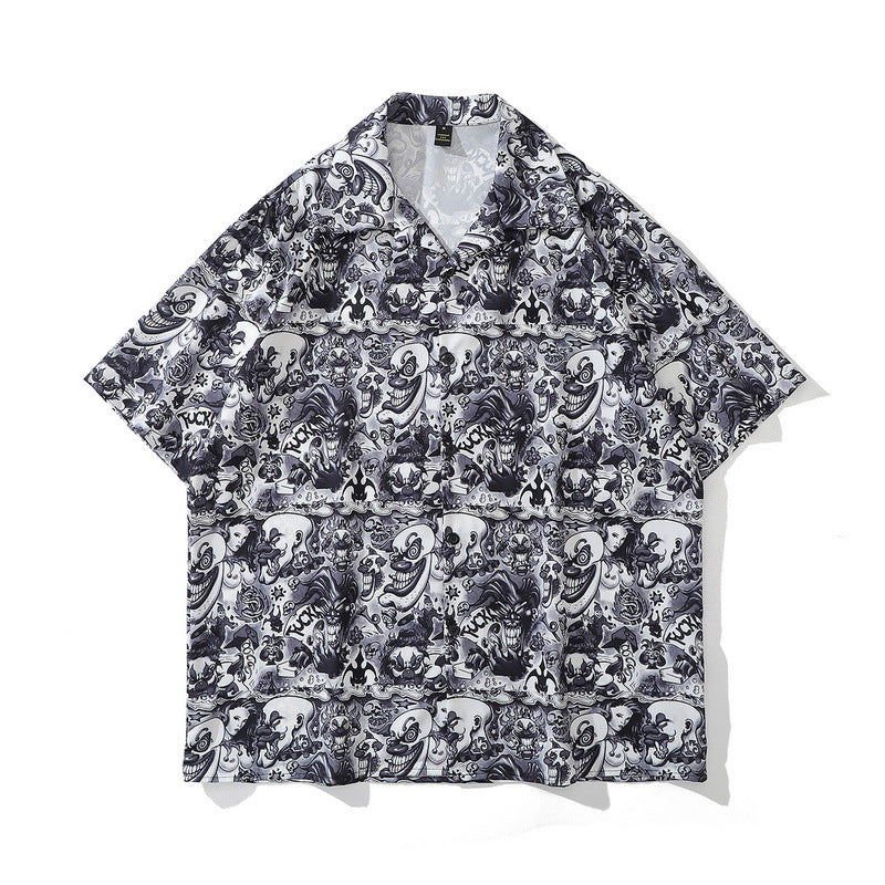 American Street Hip-Hop Animal Full Print Kurzarmhemd Mann