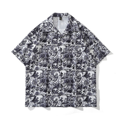 American Street Hip-Hop Animal Full Print Kurzarmhemd Mann