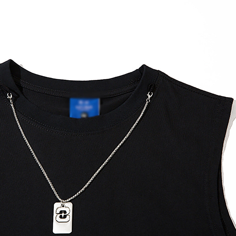 Gradient Ripped Necklace Vest For Men