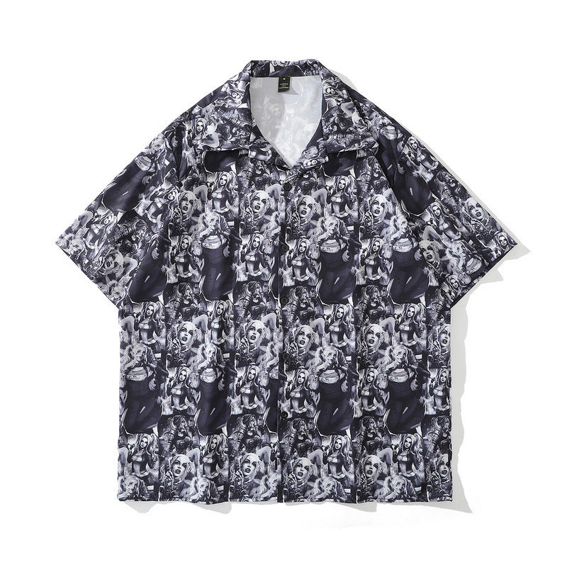 American Street Hip-Hop Animal Full Print Kurzarmhemd Mann