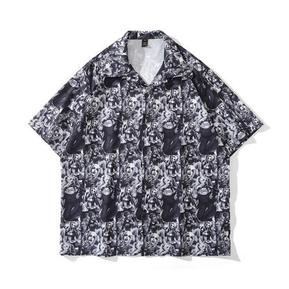 American Street Hip-Hop Animal Full Print Kurzarmhemd Mann