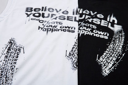 Inkjet Letter Necklace Strip Waistcoat T-shirt Men